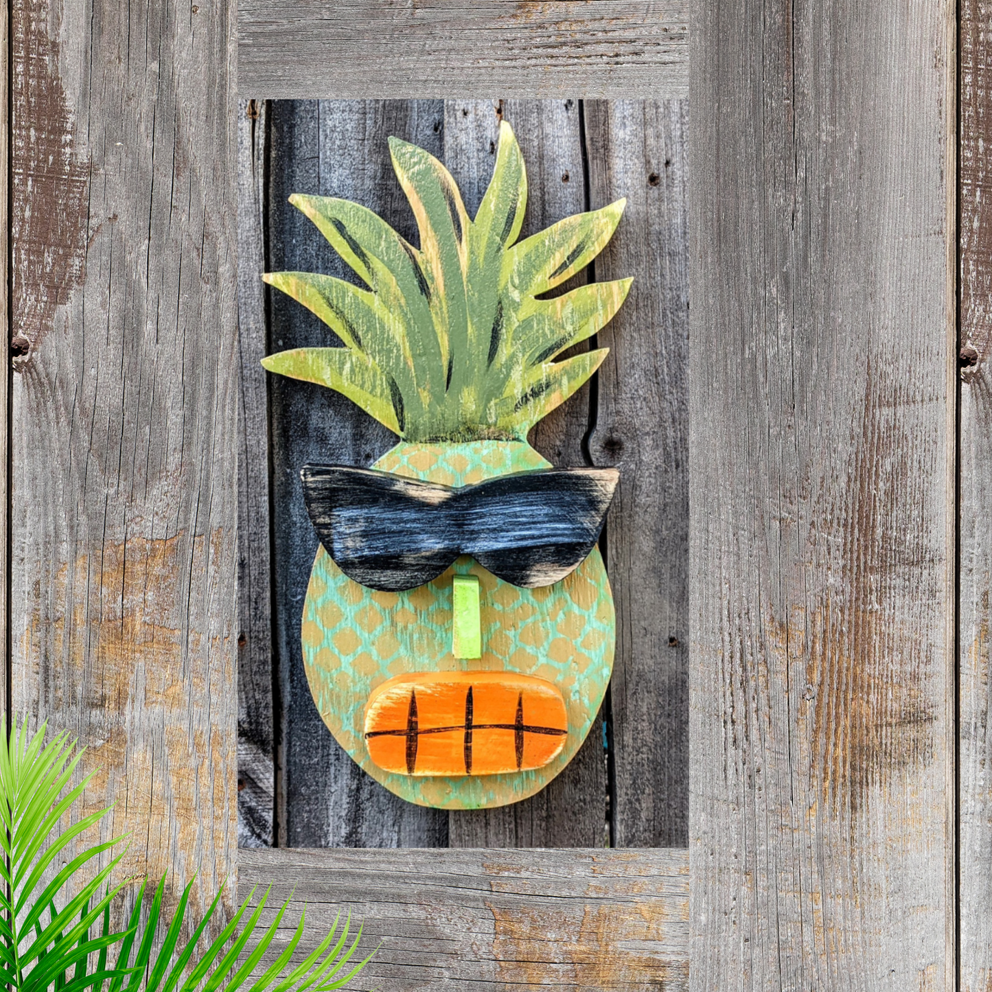 Tropical Tiki Pineapple Whimsical Art Mancave Wall Hangings Hawaiian Game Room Tiki Bar Decor Coastal Living Beach Lover Gift Idea