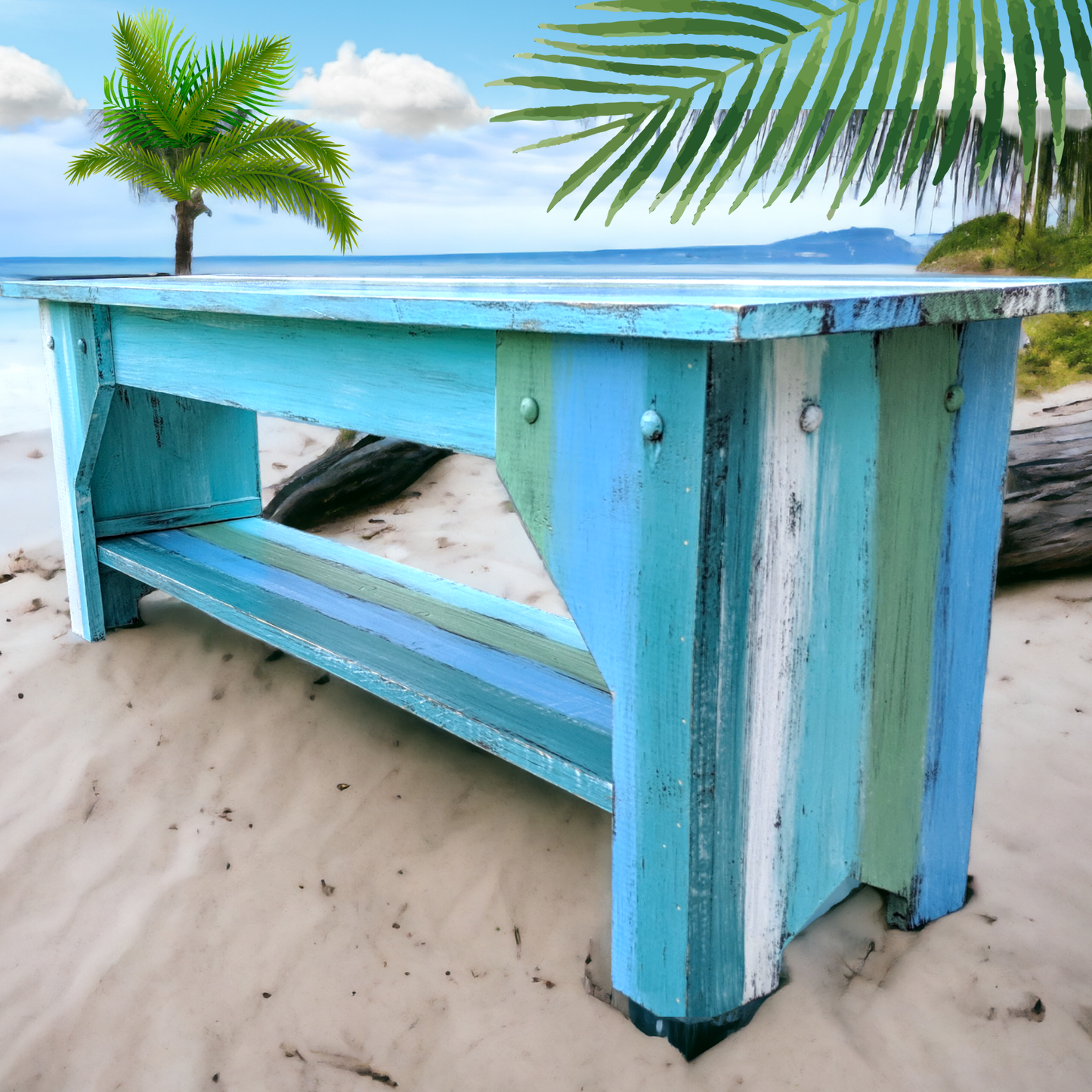 Beach House Style Entryway Indoor Coastal Bench Farmhouse Kitchen Table Seating Mudroom Shoe Storage Covered Porch Rustic Country Bench