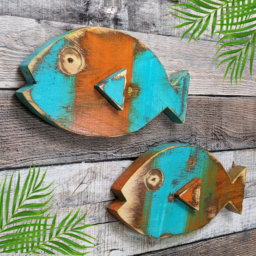 Retro-Style Fish Wall Hanging Mid Century Beach Lover Fish Art Ocean Themed Nursery Wall Decor Coastal Farmhouse Home Accent Gift idea