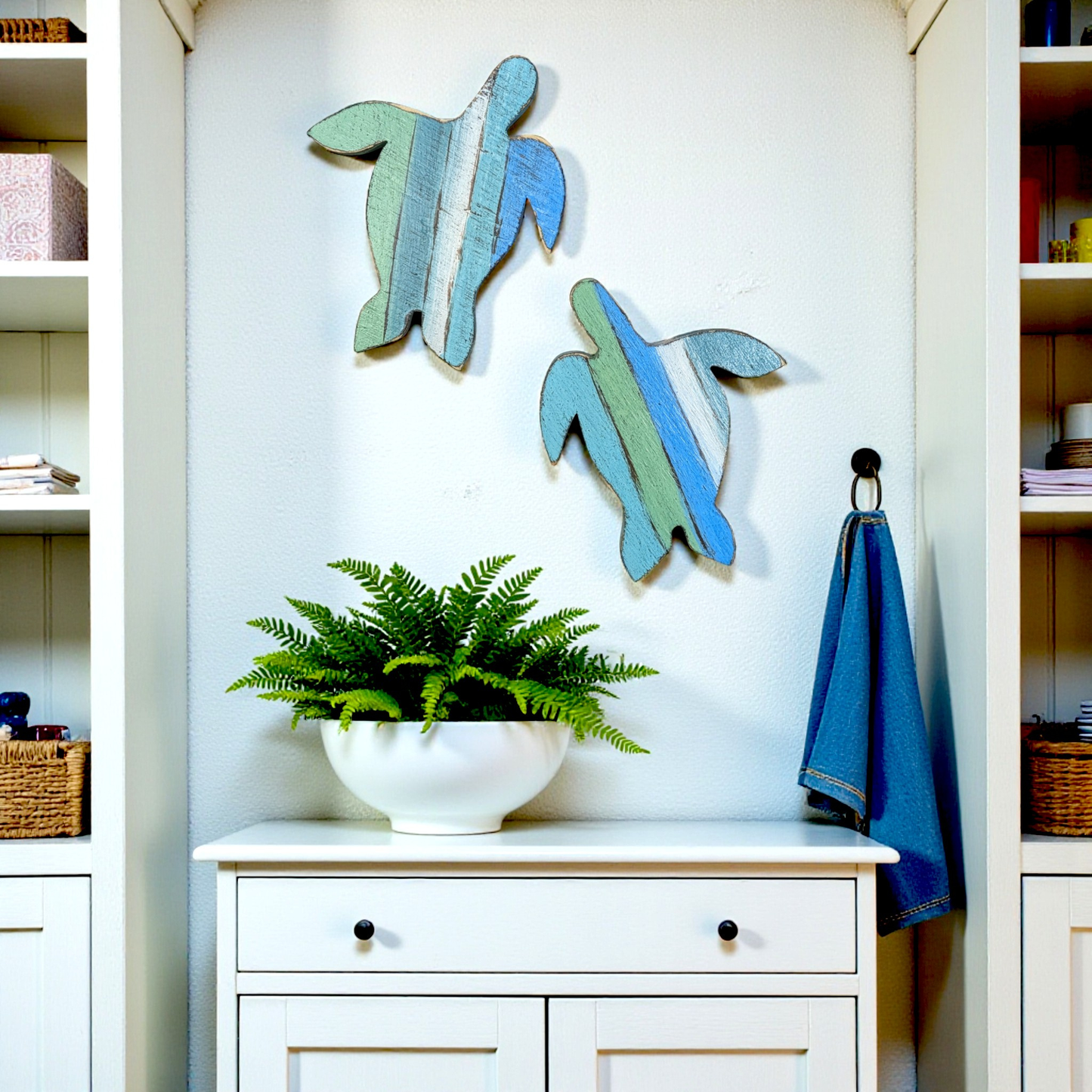 Beach Theme Nursery Sea Turtle Tropical Home Staging Wall Accent Shabby Chic Photo Prop Small Bathroom Decor Update
