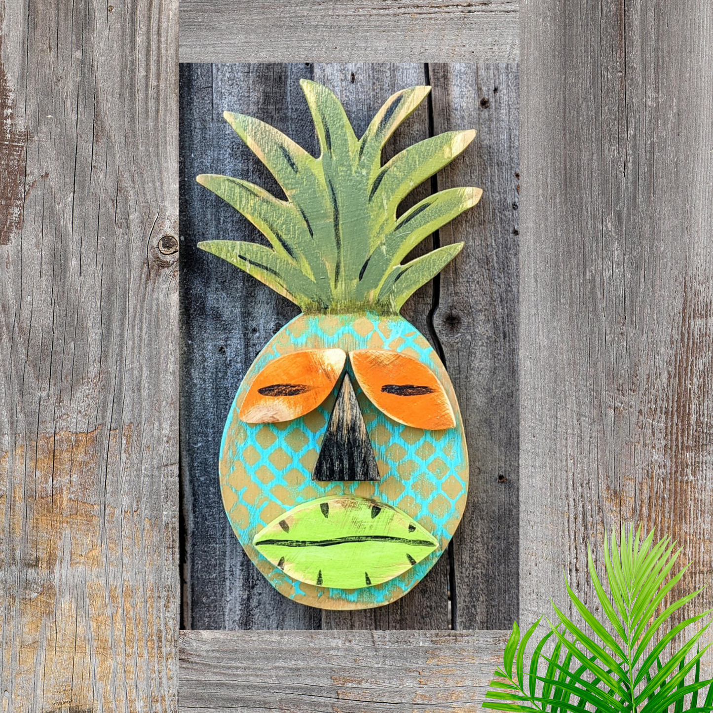 Tropical Tiki Pineapple Whimsical Art Mancave Wall Hangings Hawaiian Game Room Tiki Bar Decor Coastal Living Beach Lover Gift Idea