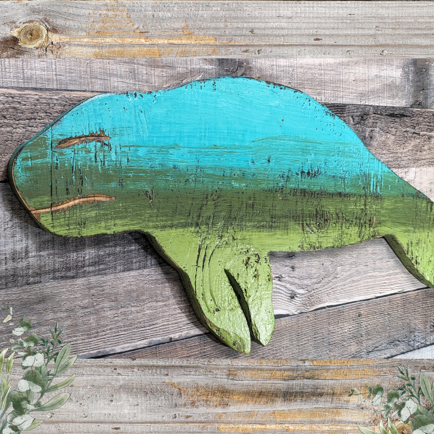 Florida Manatee Tropical Themed Home Accent Wooden Sea Cow Wall Decor Beach Themed Nursery Ocean Lover Housewarming Gift Idea