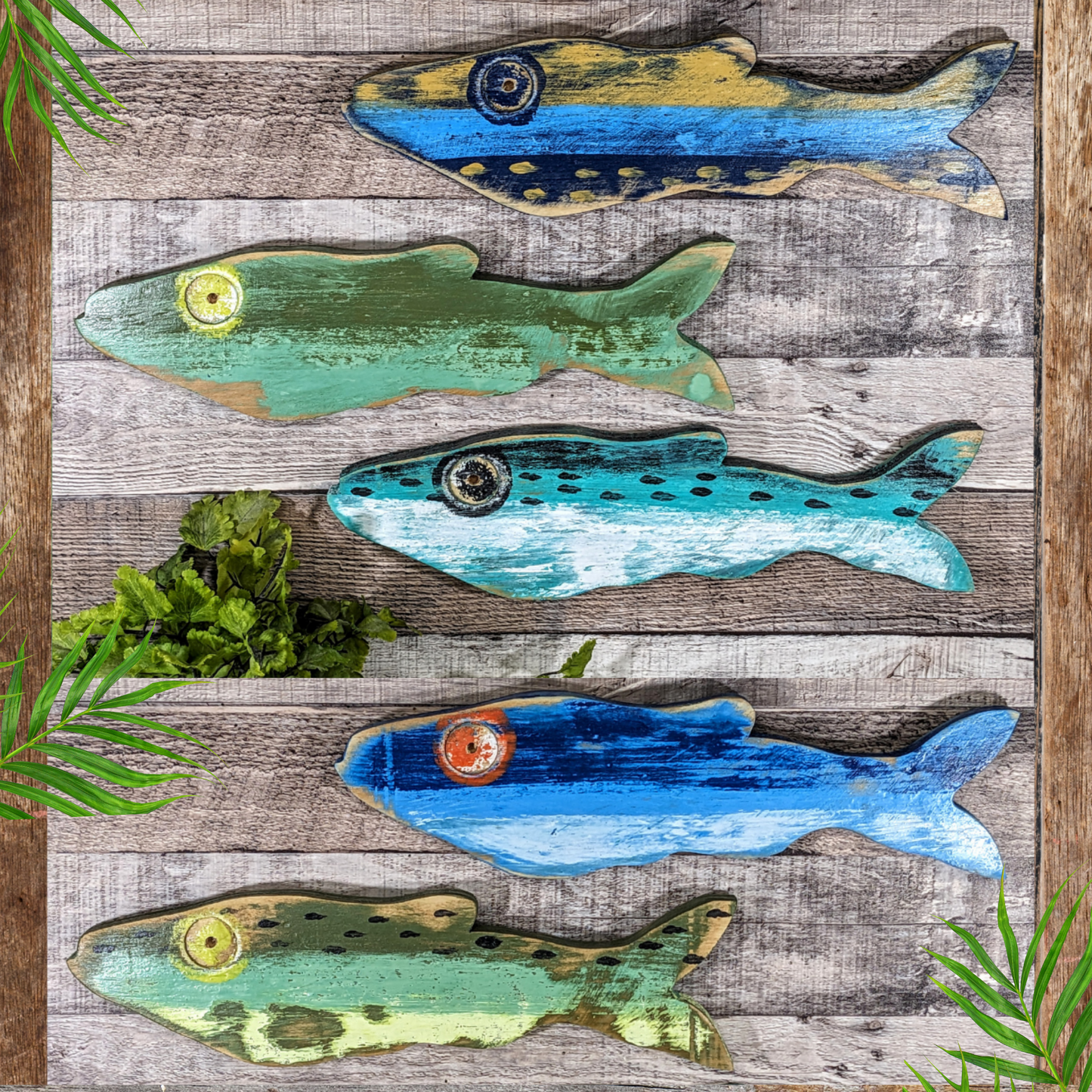 Larger Minnows Wall Hangings Weathered Wooden Fish Whimsical Nursery Decor