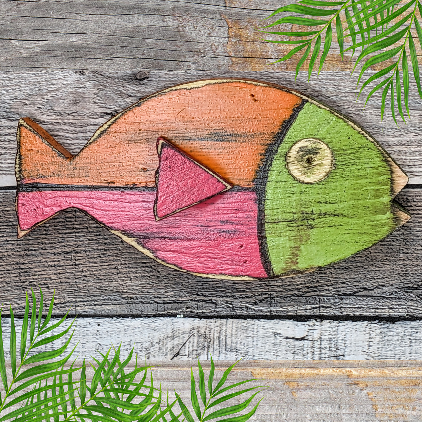 Atomic Tiki Vintage-Style Ocean Themed Nursery Wall Decor Wooden Fish Home Accent Whimsical Beach Lover Fish Art Nautical Gift Idea