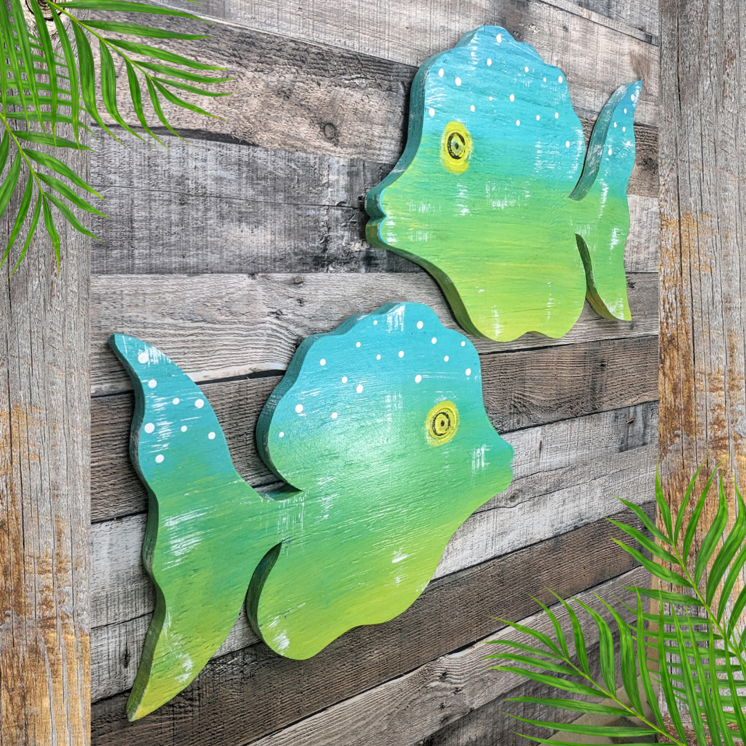 Whimsical Nursery Tropical Fish Decor Coastal Art for Beach House Wooden Angelfish Wall Hanging Ocean Lover Gift Idea