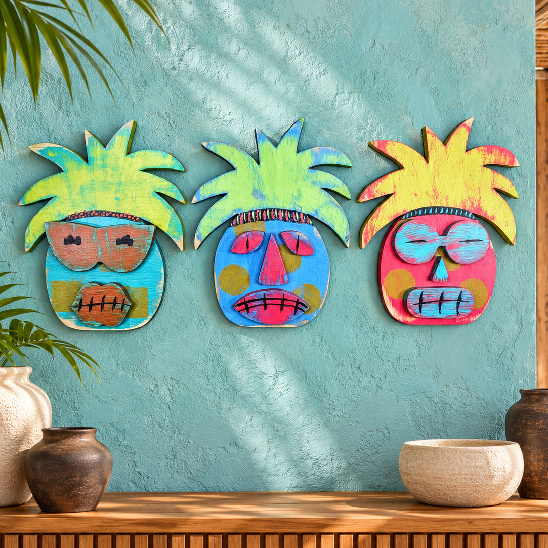 Hand Painted Pineapple Tiki Mask