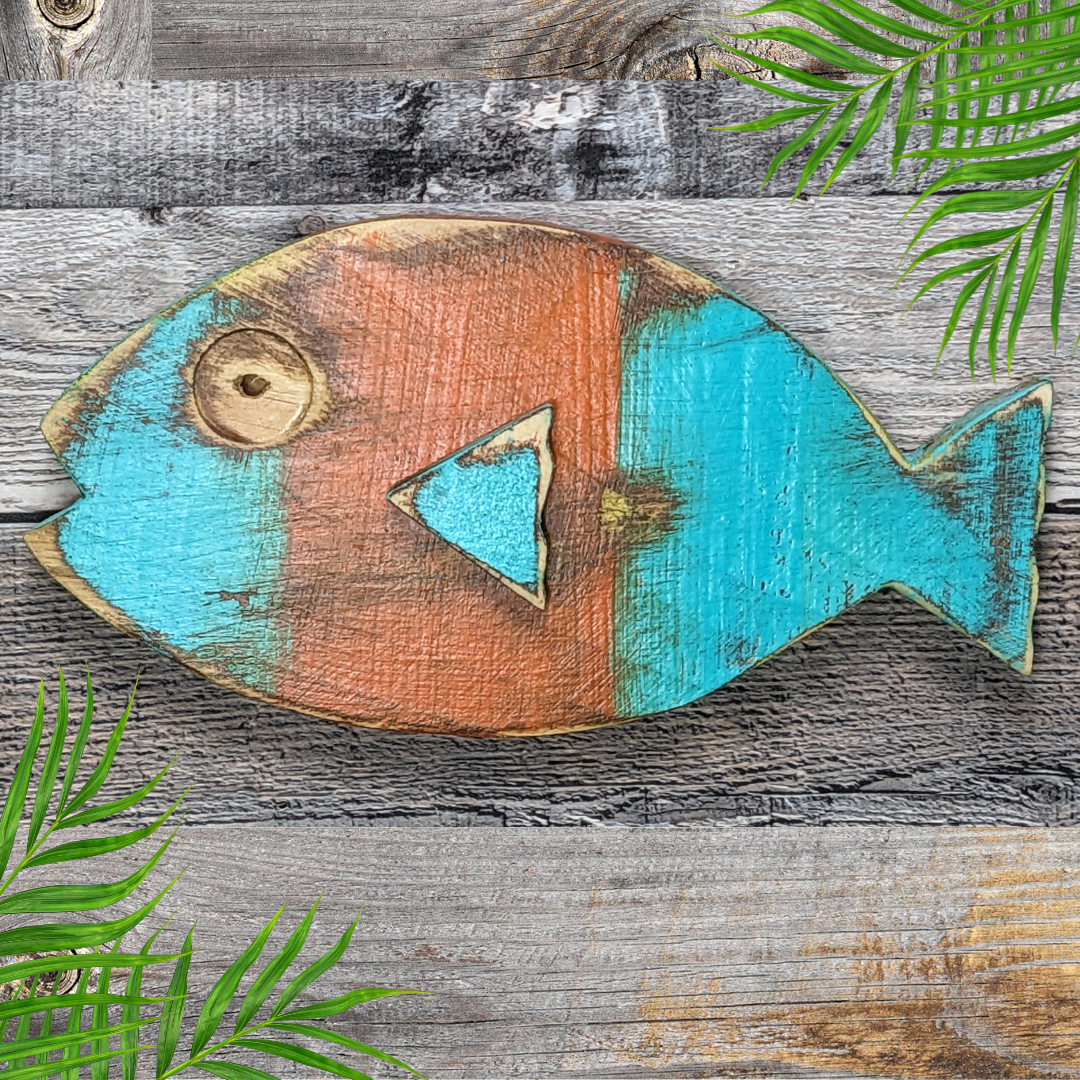 Retro-Style Fish Wall Hanging Mid Century Beach Lover Fish Art Ocean Themed Nursery Wall Decor Coastal Farmhouse Home Accent Gift idea