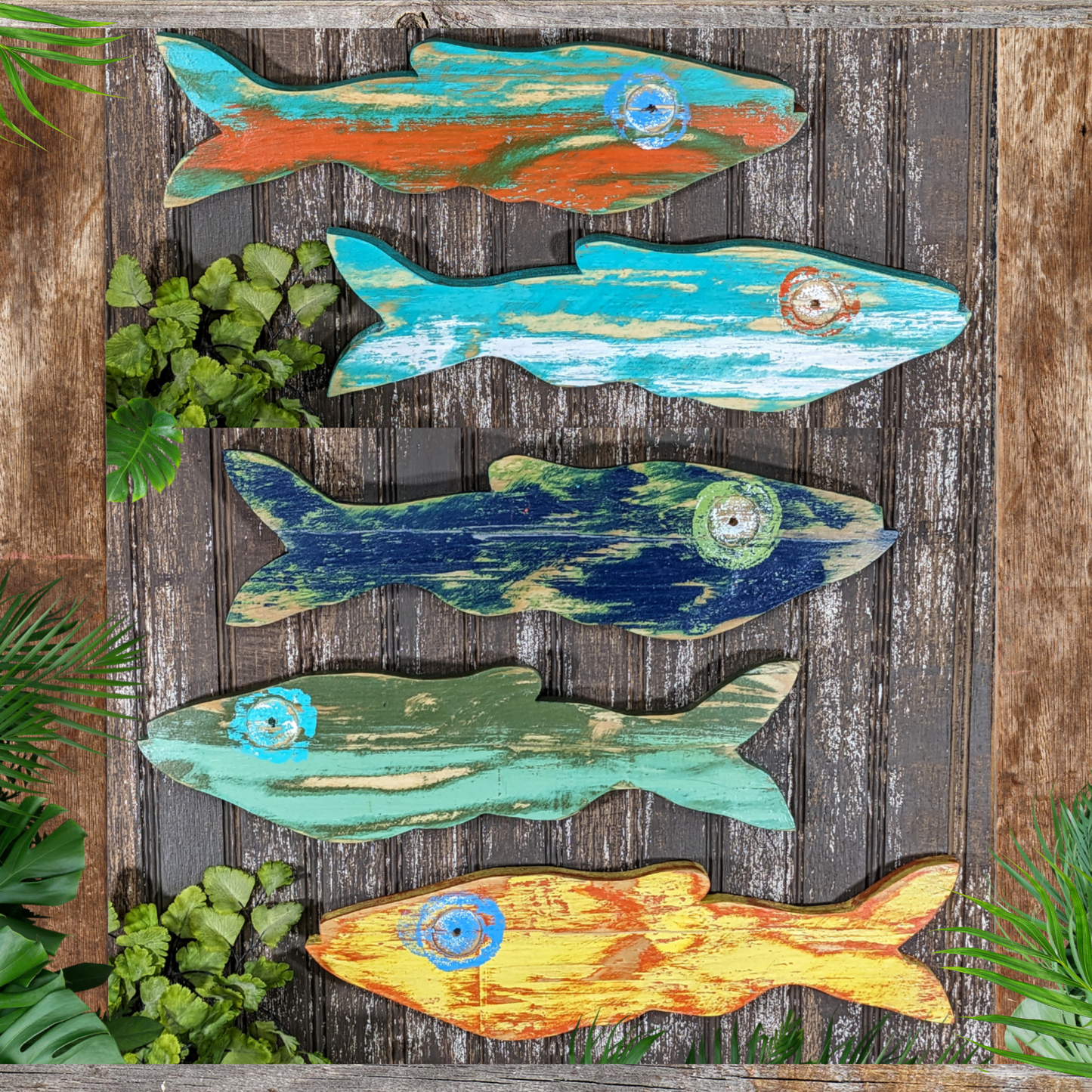 Larger Minnows Wall Hangings Weathered Wooden Fish Whimsical Nursery Decor