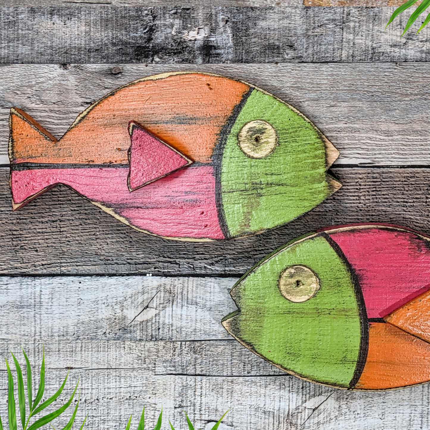 Atomic Tiki Vintage-Style Ocean Themed Nursery Wall Decor Wooden Fish Home Accent Whimsical Beach Lover Fish Art Nautical Gift Idea
