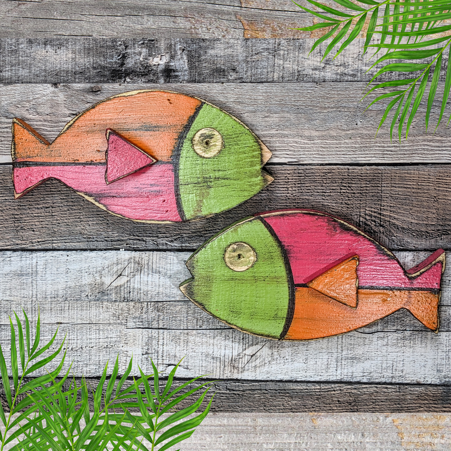 Atomic Tiki Vintage-Style Ocean Themed Nursery Wall Decor Wooden Fish Home Accent Whimsical Beach Lover Fish Art Nautical Gift Idea