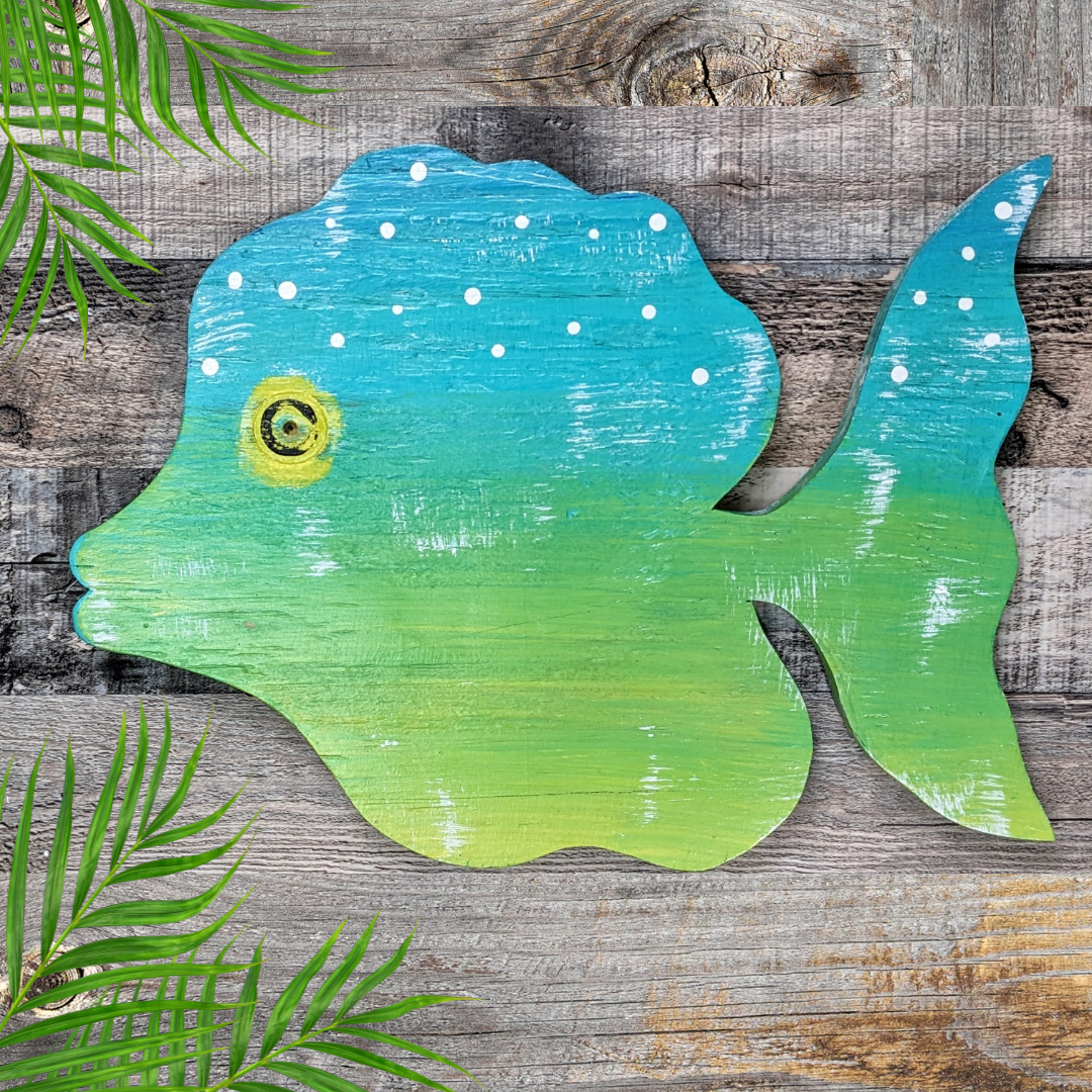 Whimsical Nursery Tropical Fish Decor Coastal Art for Beach House Wooden Angelfish Wall Hanging Ocean Lover Gift Idea