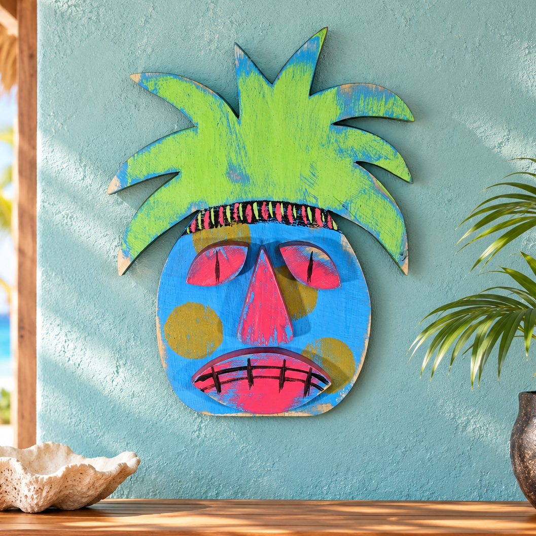 Hand Painted Pineapple Tiki Mask