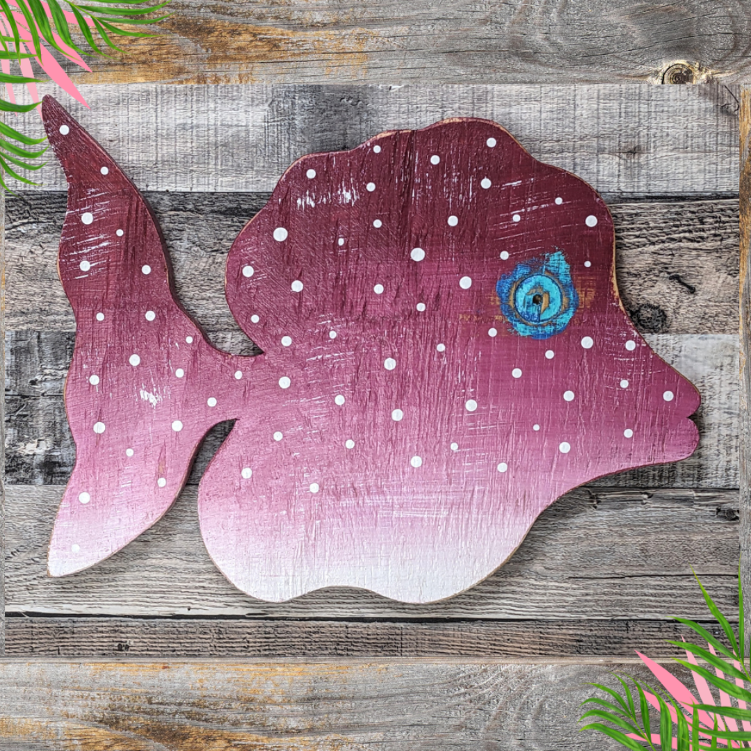 Coastal Art for Beach House Fish Decor Gift Idea Bright Tropical Fish Decor Wooden Angelfish Wall Hanging Whimsical Nautical Nursery