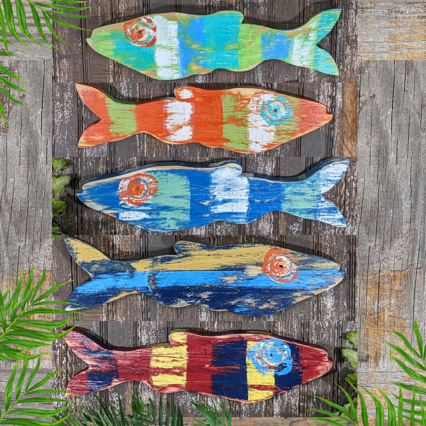 Larger Minnows Wall Hangings Weathered Wooden Fish Whimsical Nursery Decor