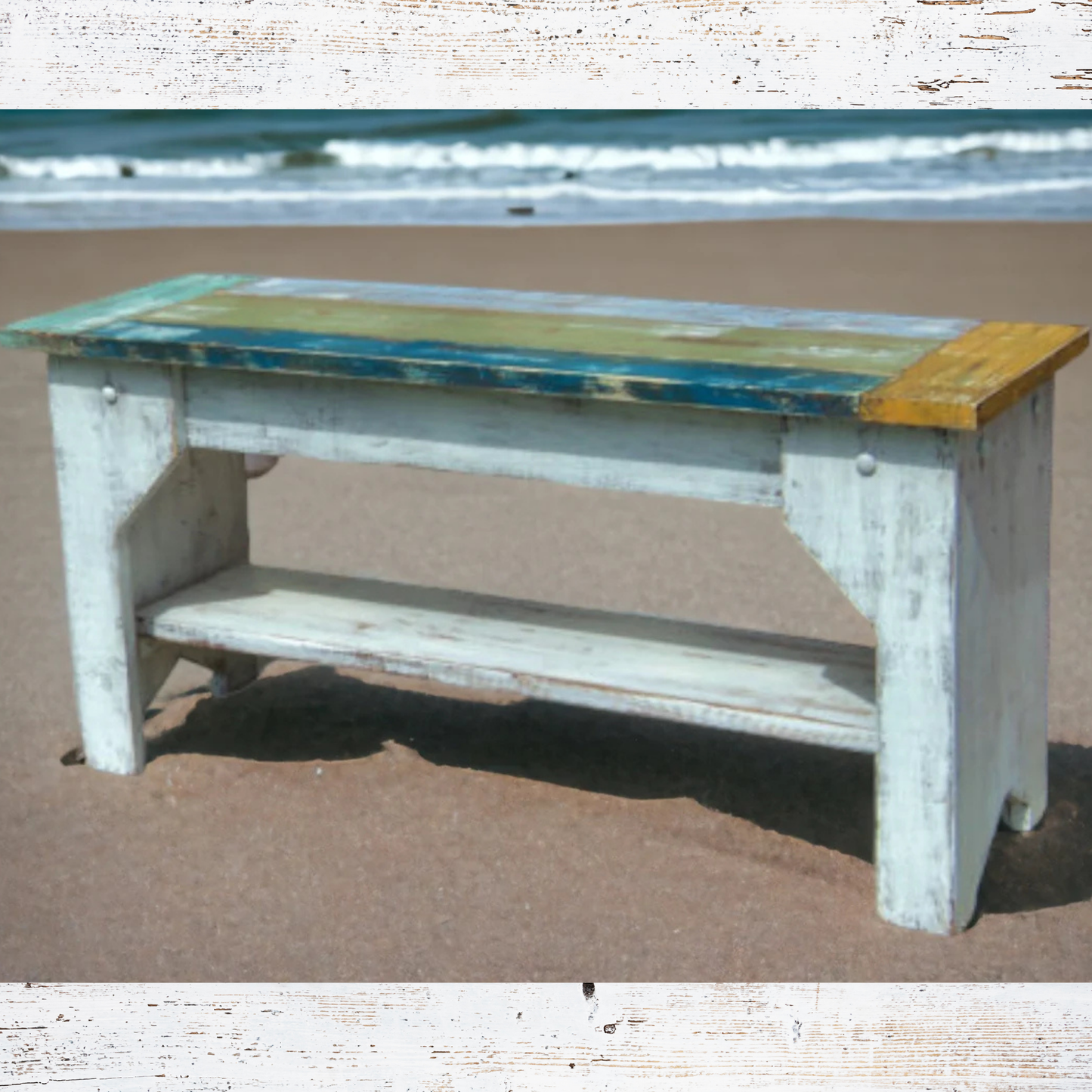 Island Style Indoor Bench Coastal Farmhouse Kitchen Table Seating Mudroom Shoe Storage Covered Porch Rustic Country Bench