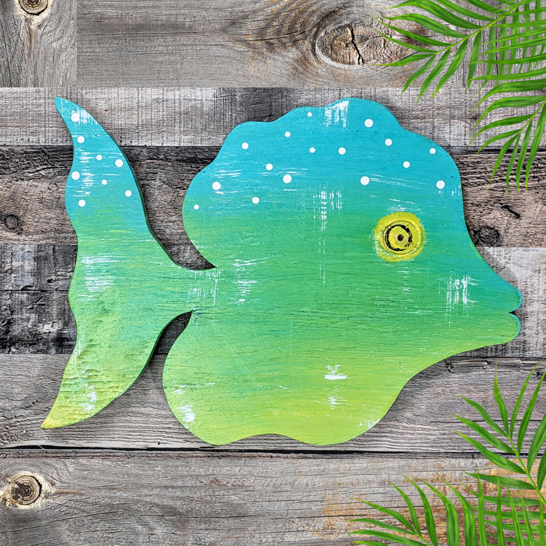 Whimsical Nursery Tropical Fish Decor Coastal Art for Beach House Wooden Angelfish Wall Hanging Ocean Lover Gift Idea