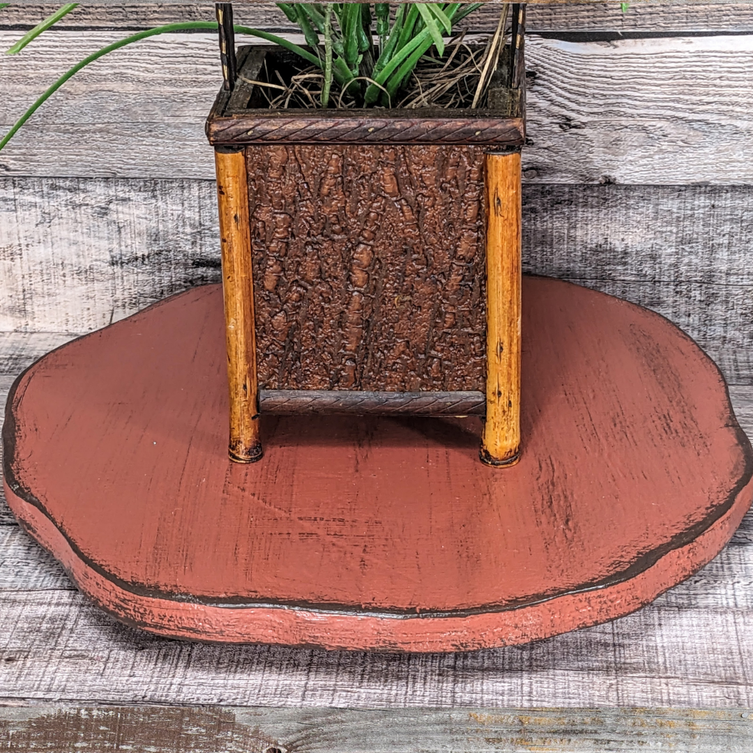 Rustic Round Large Display Riser in Earth Tones Wooden Accent Platform Serving Tray Large Candle Stand Wedding Table Pedestal