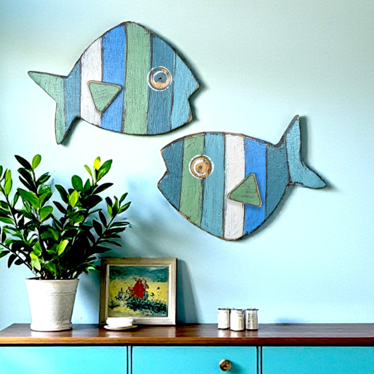 Mid Century Beach Lover Wood Art Retro Boomerang Fish Wall Hanging Ocean Themed Nursery Decor Coastal Farmhouse Home Staging Shelf Accent