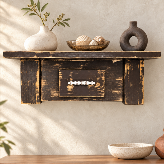 Rustic Brown Wooden Shelf