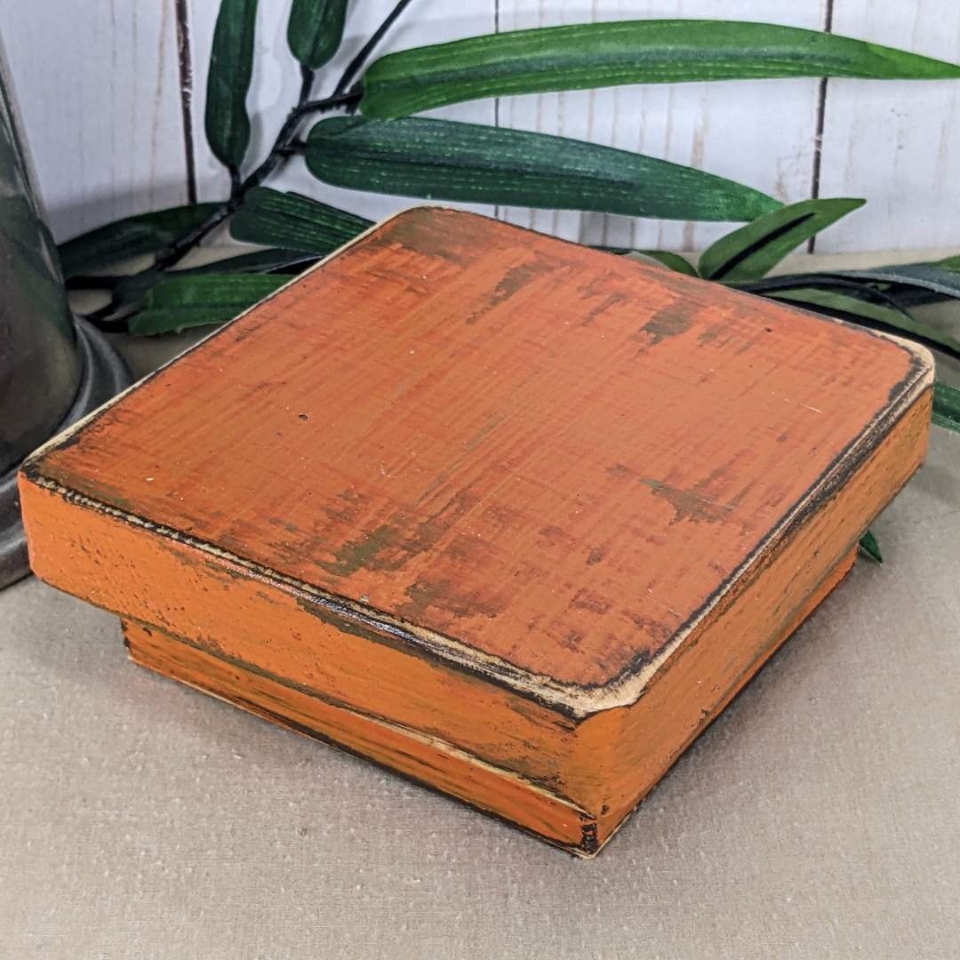 Mini Wood Riser Tiered Tray Platform Rustic Wood Coaster Candle & Statue Stand Beach And Country Colors Shelf Display Accent Block