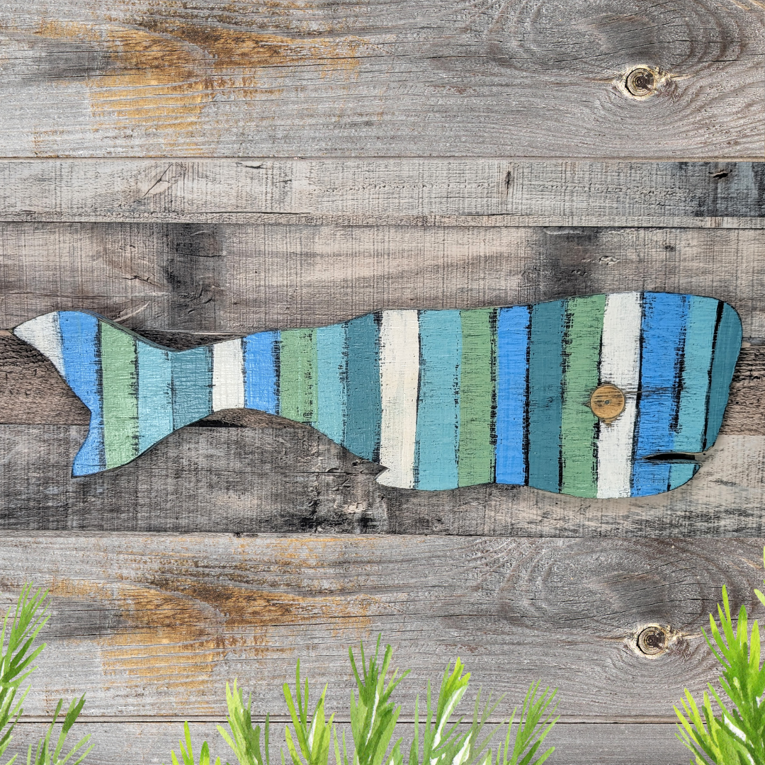 Small Whale Nautical Housewarming Gift Idea Coastal Living Room Wall Decor Primitive Wood Whale Rustic Ocean Themed Nursery Accent