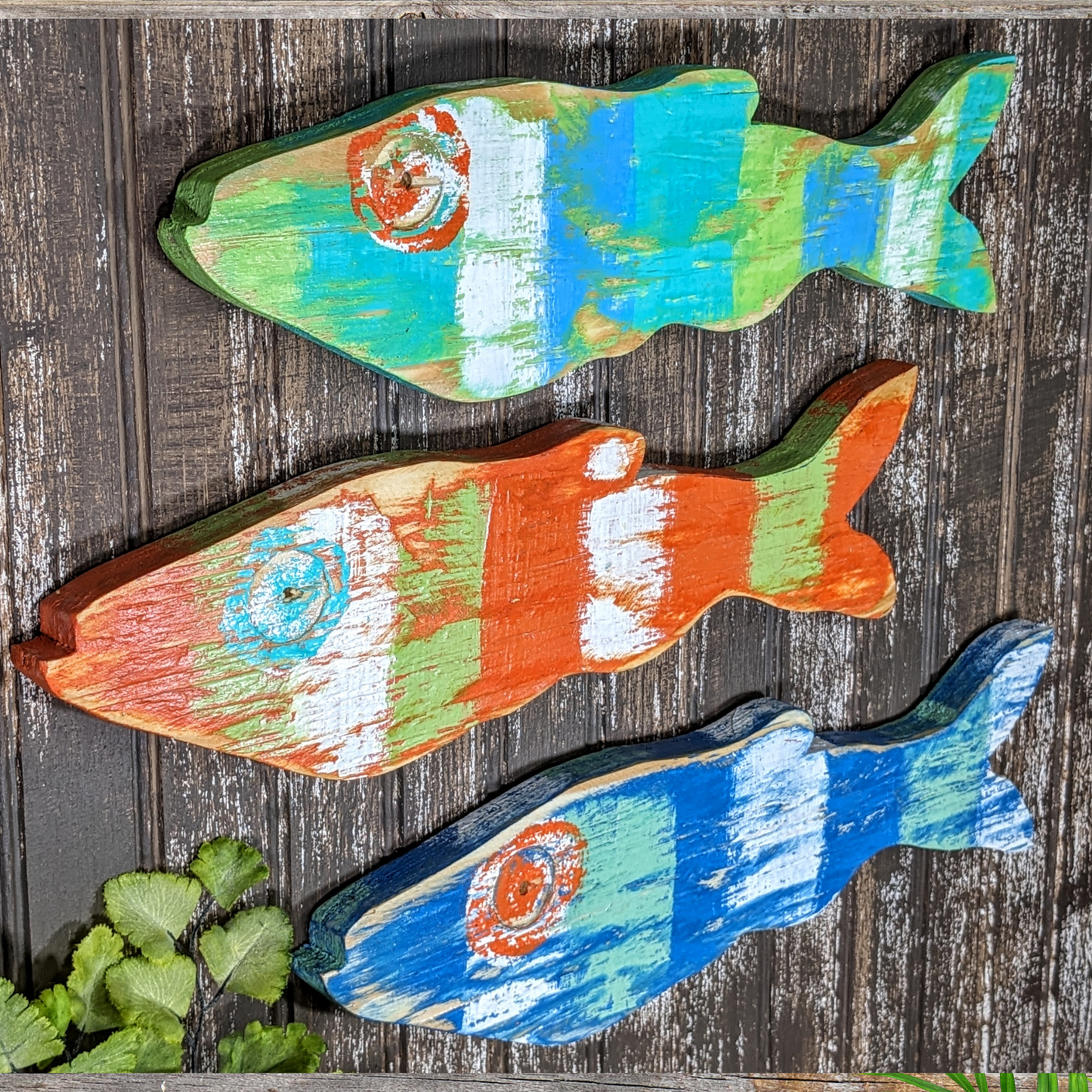 Larger Minnows Wall Hangings Weathered Wooden Fish Whimsical Nursery Decor