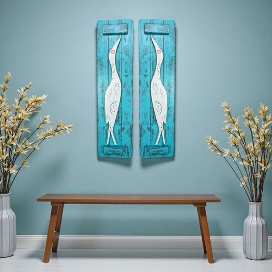 Mid-Century Bird Summer Room Accent Modern Home Staging Spring Mantel Decorating Idea Small Apartment Decor Rustic Island Egret Wall Hanging