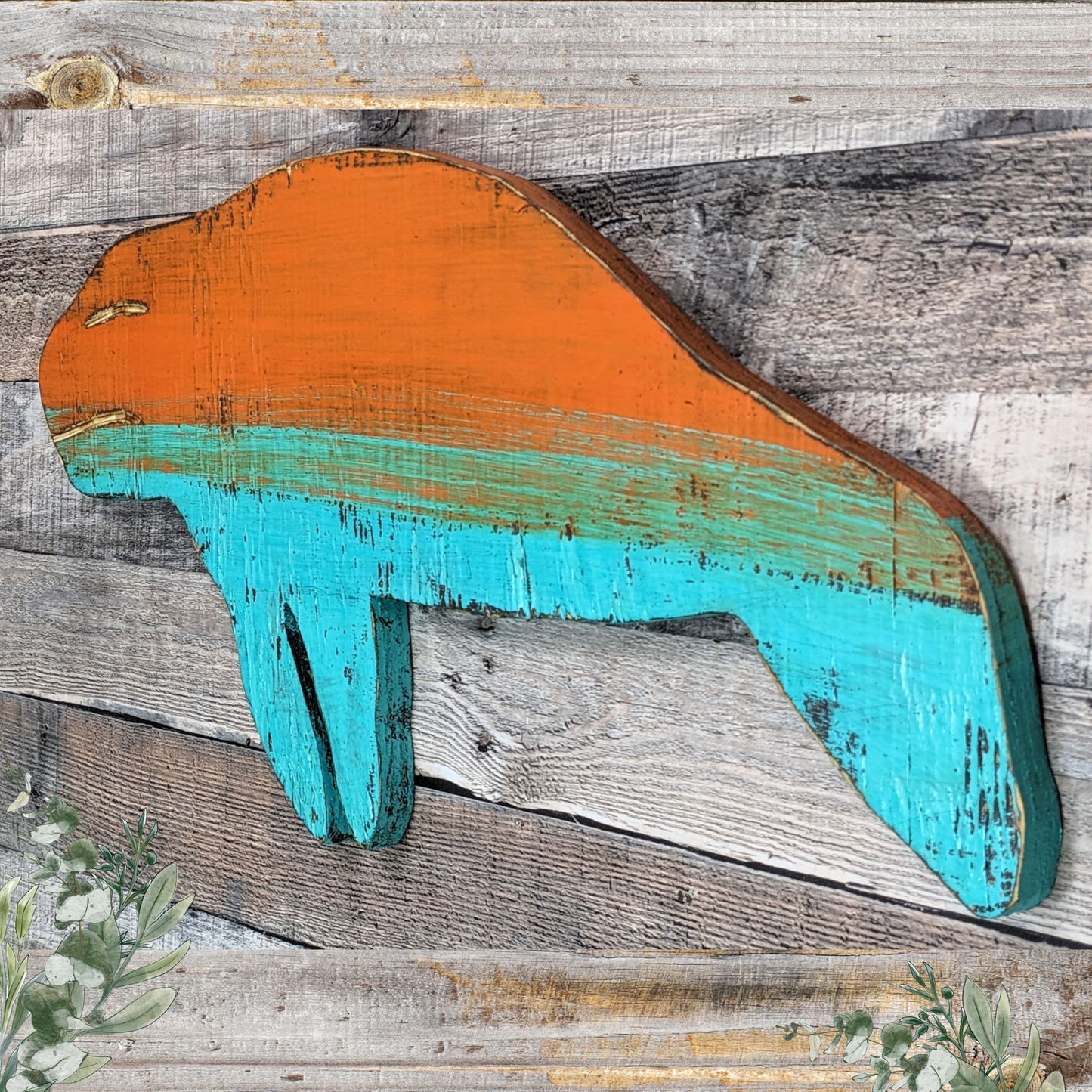 Florida Manatee Tropical Themed Home Accent Wooden Sea Cow Wall Decor Beach Themed Nursery Ocean Lover Housewarming Gift Idea