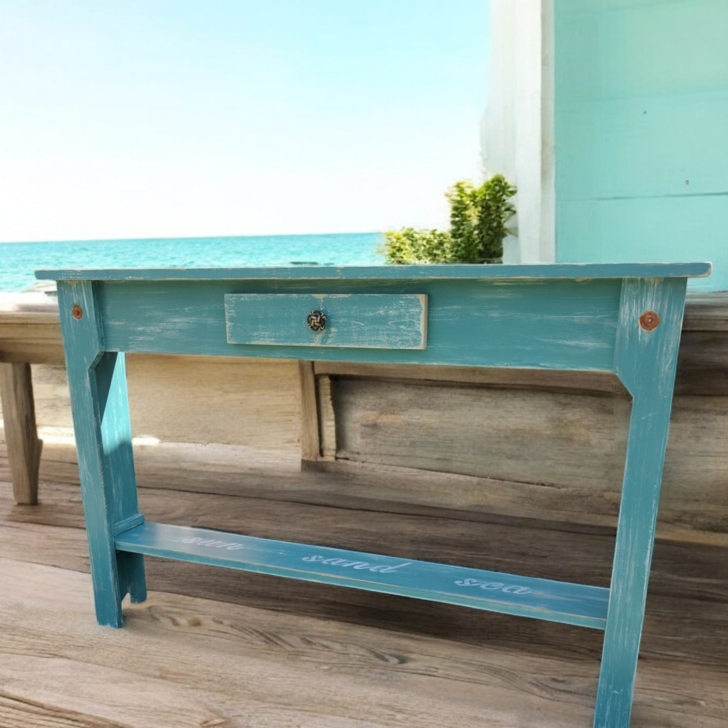 Narrow Weathered Style Small Space Skinny Table Beach House Furniture Entry Or Hallway Coastal Farmhouse Rustic Personalized Sofa Table