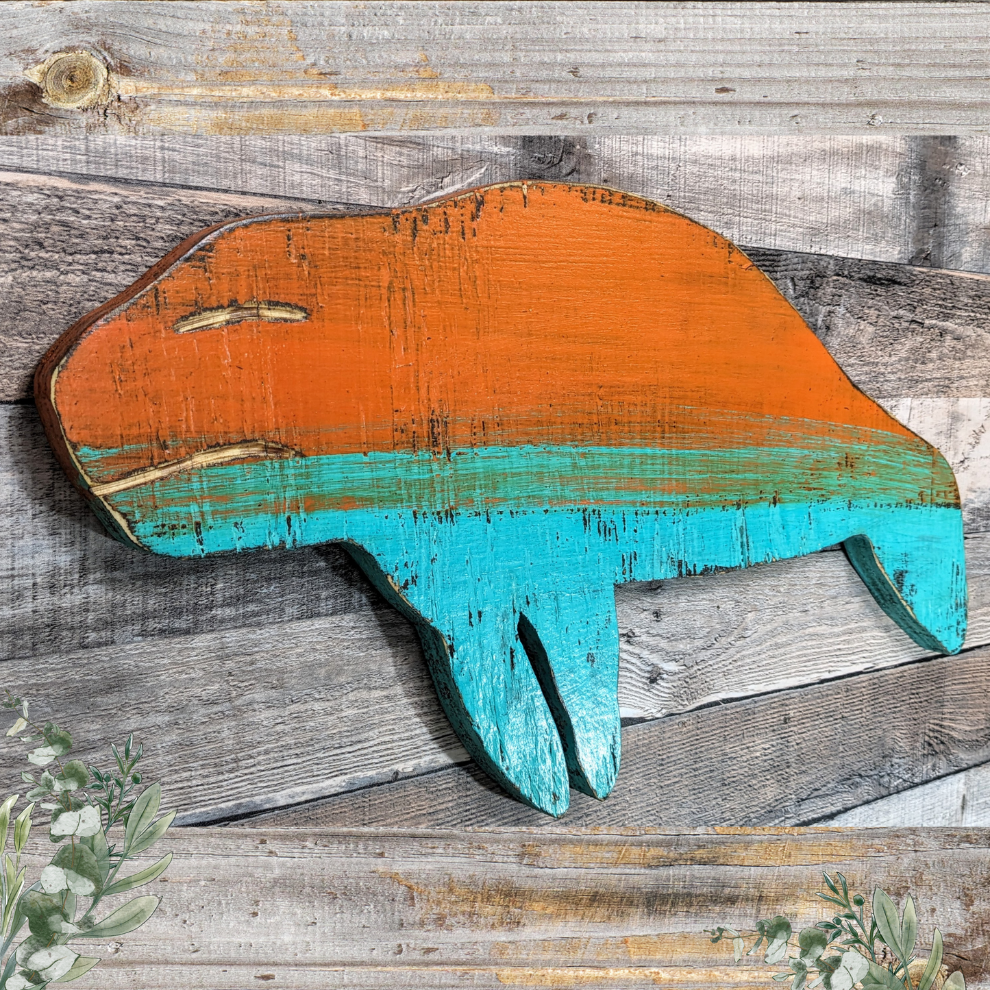 Florida Manatee Tropical Themed Home Accent Wooden Sea Cow Wall Decor Beach Themed Nursery Ocean Lover Housewarming Gift Idea