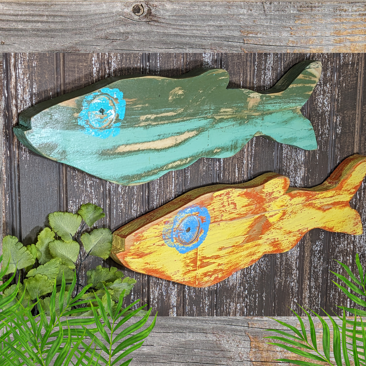 Larger Minnows Wall Hangings Weathered Wooden Fish Whimsical Nursery Decor