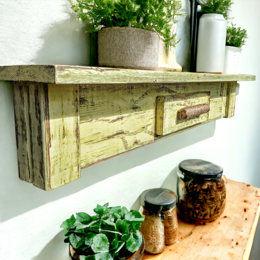 Tropical Wooden Shelf Cottage Core Photo Ledge Coastal Farmhouse Cook Book Holder Powder Room Storage Bathroom Decor