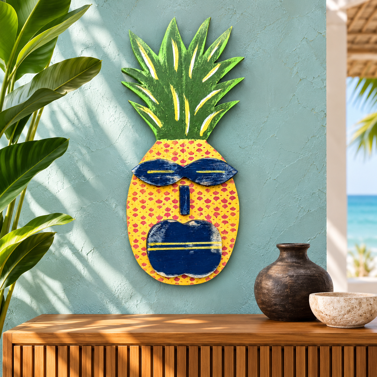 Colorful Pineapple Tiki Wall Decor