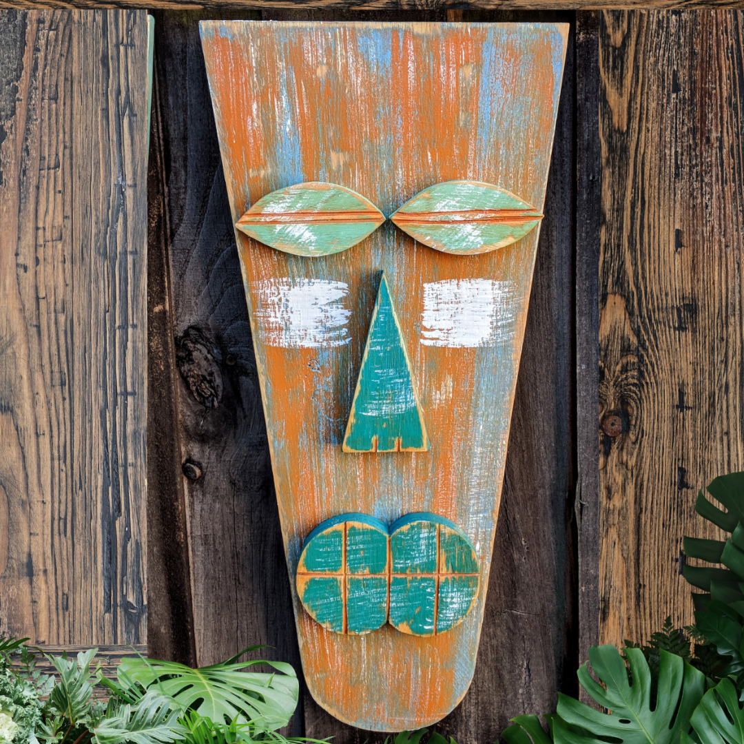 Tropical Beach House Wall Accents Tiki Bar Mancave Signs Coastal Living Gift Idea Primitive Tribal Home Decor Beach Brothers Tiki Masks