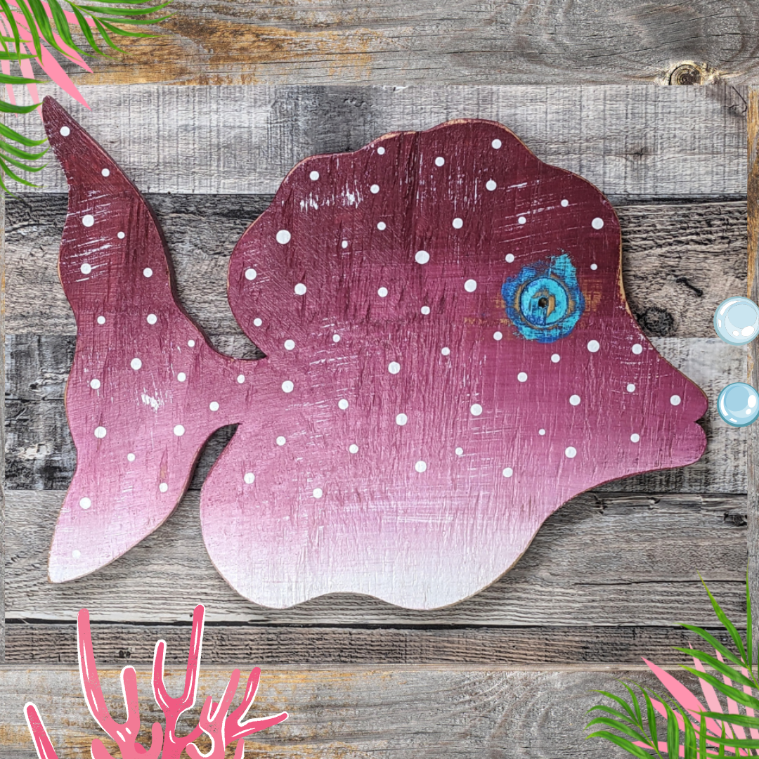 Coastal Art for Beach House Fish Decor Gift Idea Bright Tropical Fish Decor Wooden Angelfish Wall Hanging Whimsical Nautical Nursery