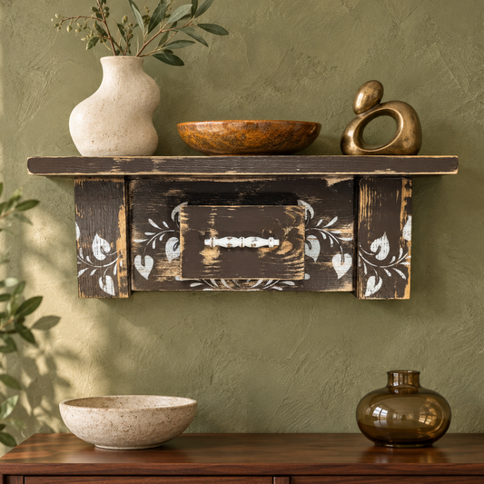 Rustic Brown Wooden Shelf