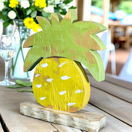 Island Wedding Pineapple Art Accent Tropical Vibe Home Staging Decor Beach Theme Centerpiece Coastal Kitchen Shelf Sitter Tiki Bar Prop