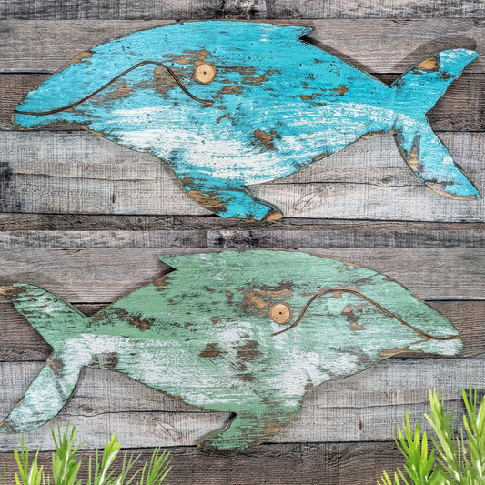 Rustic Folk Art Coastal Collection Primitive Whale Home Staging Wall Decor Nautical Sea Creature Mythical Themed Nursery Designer Bundle