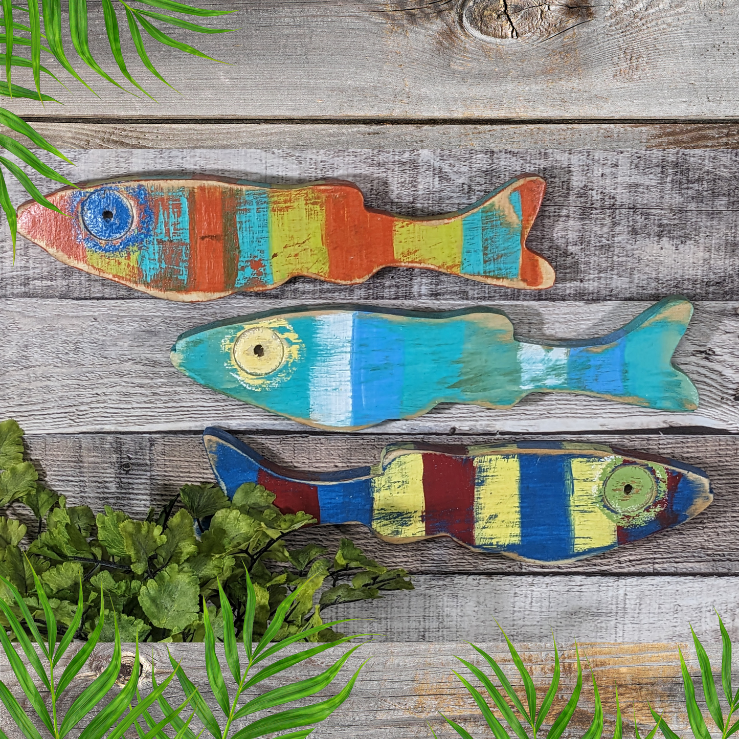 Colorful Minnow Tropical Themed Wall Decor Whimsical Nursery School Of Fish Beach Lover House Warming Gift Idea Wood Fish Wall Hanging