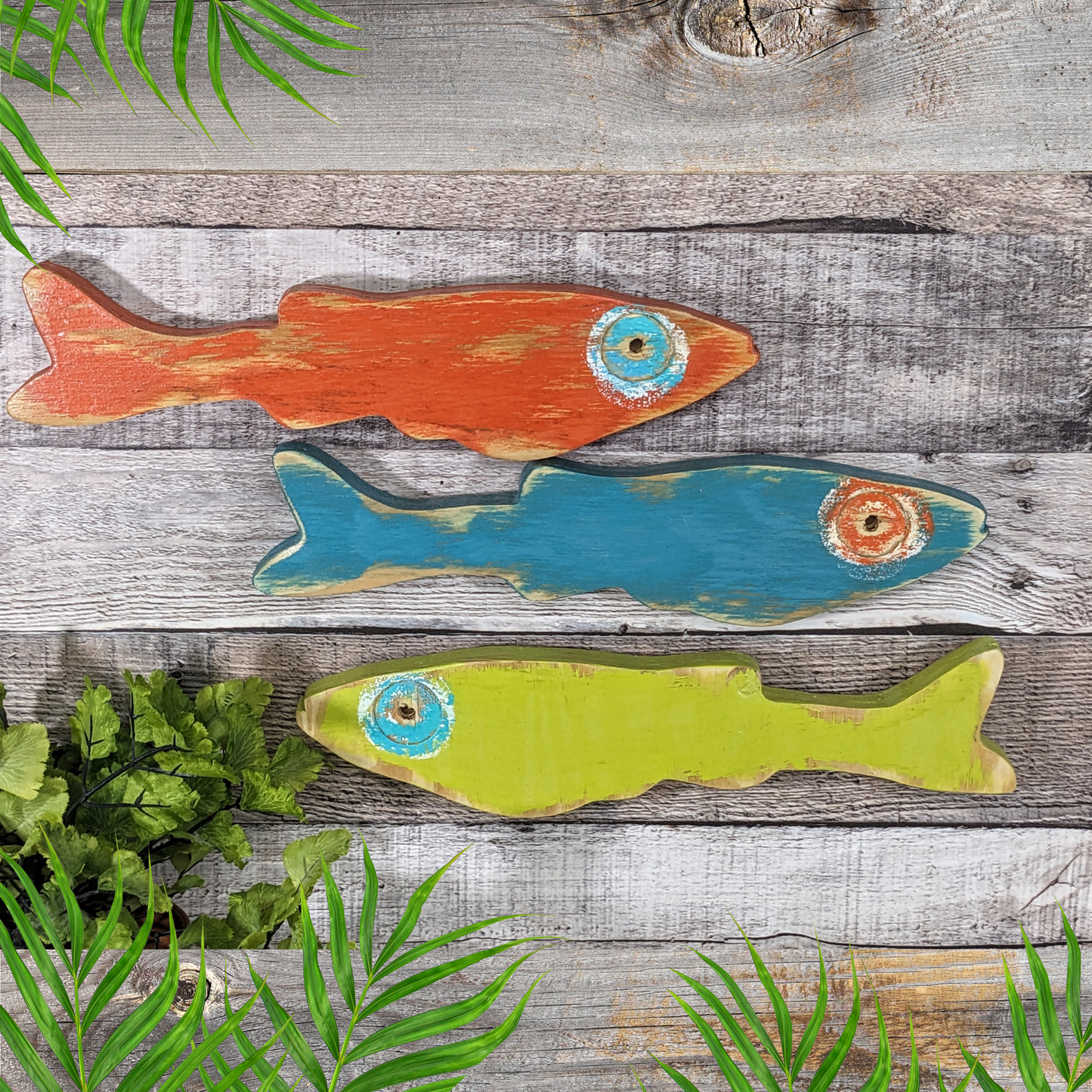 Colorful Minnow Tropical Themed Wall Decor Whimsical Nursery School Of Fish Beach Lover House Warming Gift Idea Wood Fish Wall Hanging