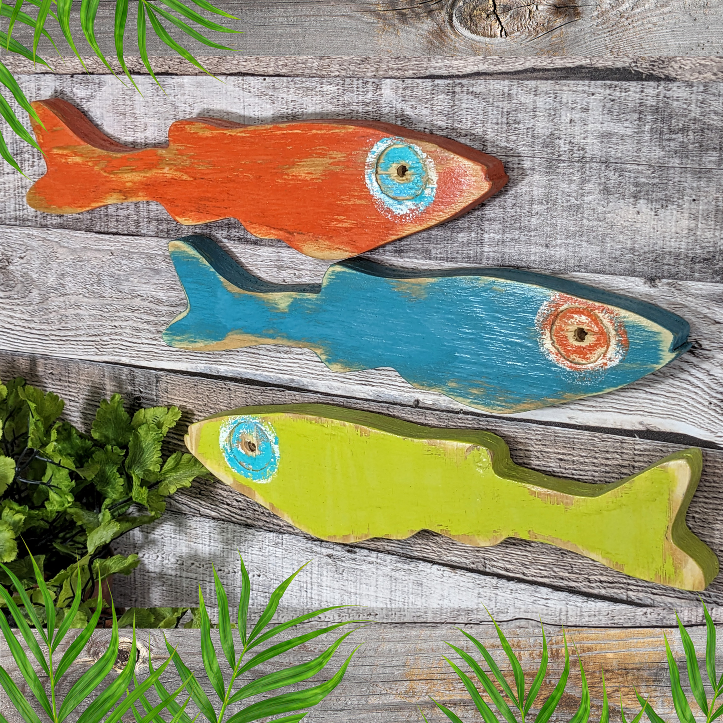 Colorful Minnow Tropical Themed Wall Decor Whimsical Nursery School Of Fish Beach Lover House Warming Gift Idea Wood Fish Wall Hanging