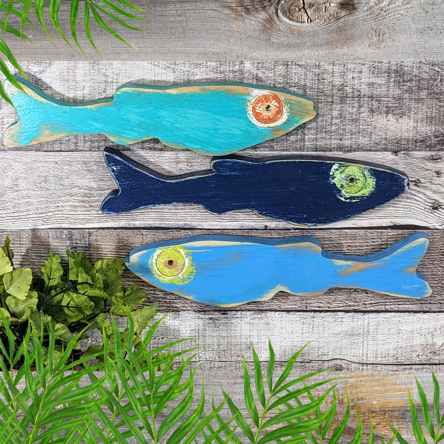 Colorful Minnow Tropical Themed Wall Decor Whimsical Nursery School Of Fish Beach Lover House Warming Gift Idea Wood Fish Wall Hanging