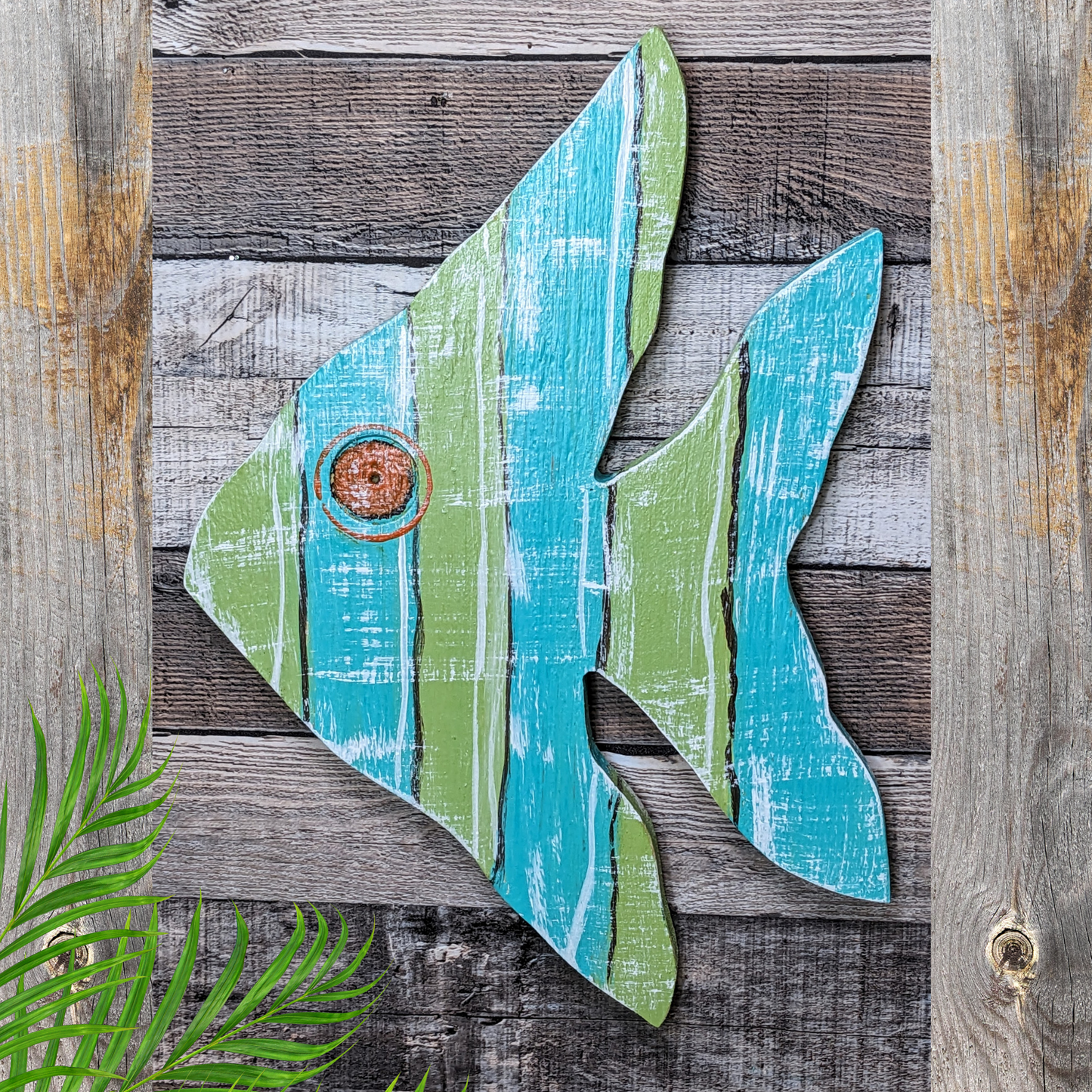 Ocean Inspired Coastal Beach House Art Wooden Angelfish Wall Hanging Fish Decor Gift Idea Whimsical Nautical Nursery