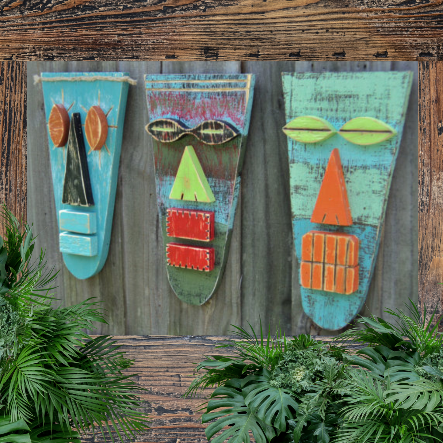 Mancave Game Room Gift Idea Primitive Tribal Wooden Mask Tropical Hawaiian Tiki Bar Decor Wall Hanging Beach Wedding Decoration Accent Mancave Game Room Gift Idea