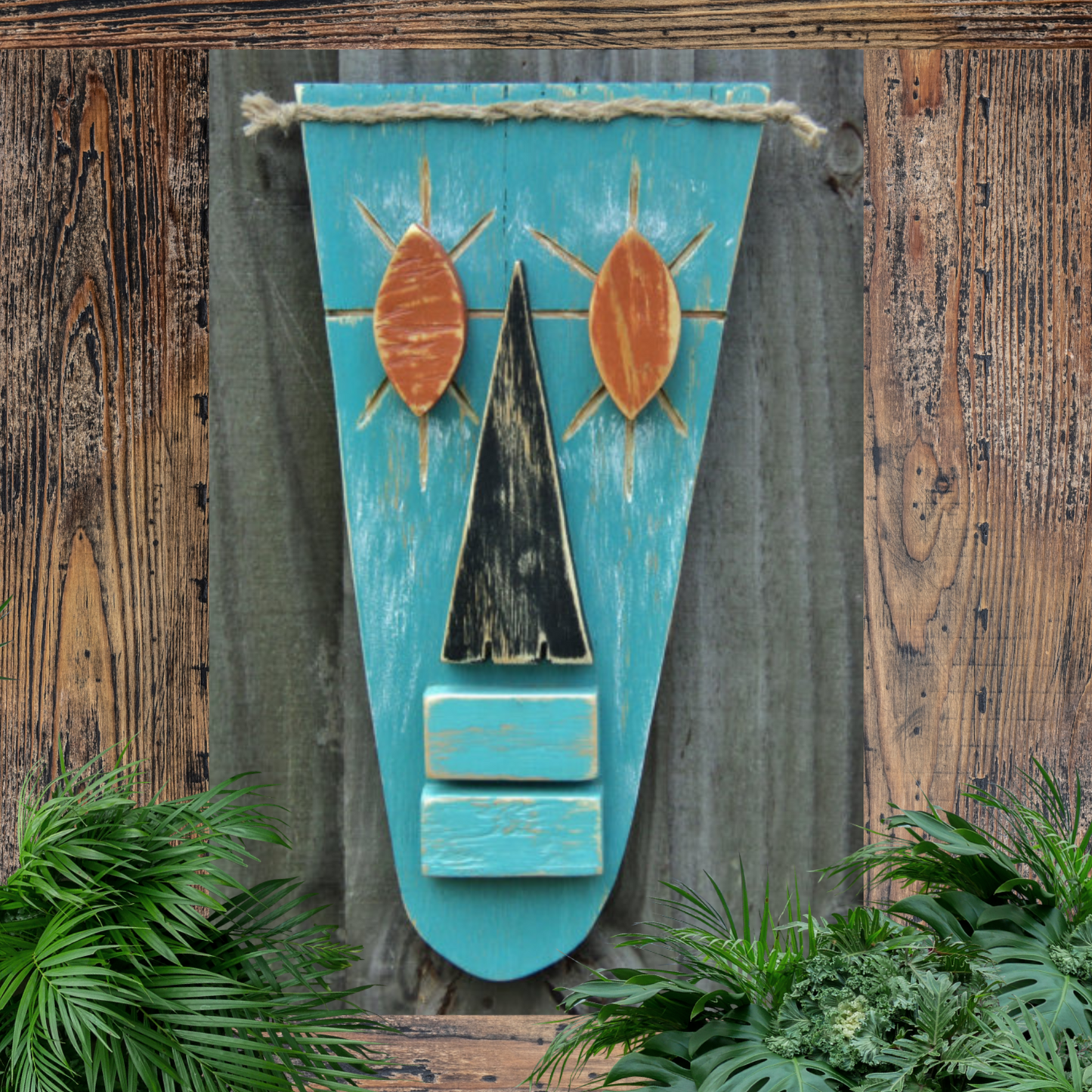 Mancave Game Room Gift Idea Primitive Tribal Wooden Mask Tropical Hawaiian Tiki Bar Decor Wall Hanging Beach Wedding Decoration Accent Mancave Game Room Gift Idea