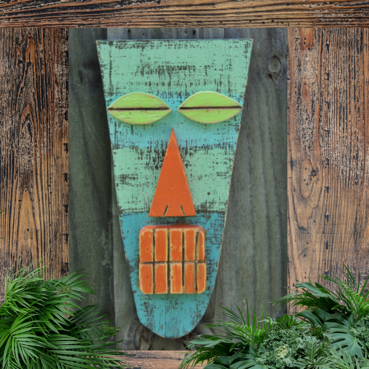 Mancave Game Room Gift Idea Primitive Tribal Wooden Mask Tropical Hawaiian Tiki Bar Decor Wall Hanging Beach Wedding Decoration Accent Mancave Game Room Gift Idea