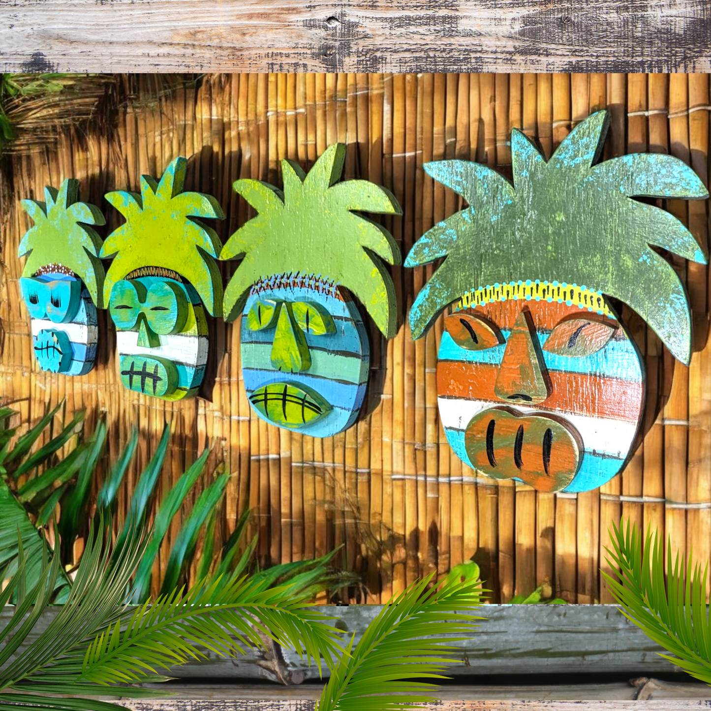 Sun Worshipper Pineapple Tiki Mask Whimsical Game Room Bar Sign Tropical Hawaiian Tiki Wall Hanging Wedding Accent Beach Bum Home Decor