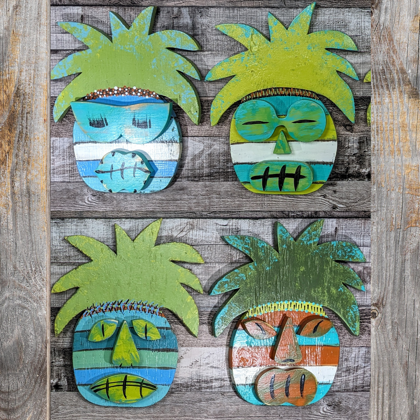 Sun Worshipper Pineapple Tiki Mask Whimsical Game Room Bar Sign Tropical Hawaiian Tiki Wall Hanging Wedding Accent Beach Bum Home Decor