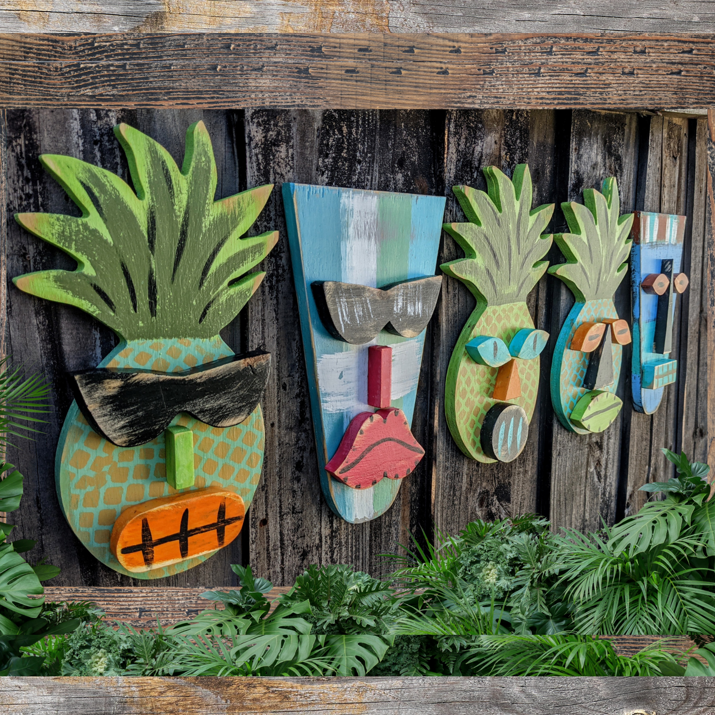 Beach Lover Gift Idea Tropical Tiki Wall Decor Rustic Tribal Mask Bar Sign Mancave Wall Hanging Game Room Accent Hawaiian Style Tiki Art