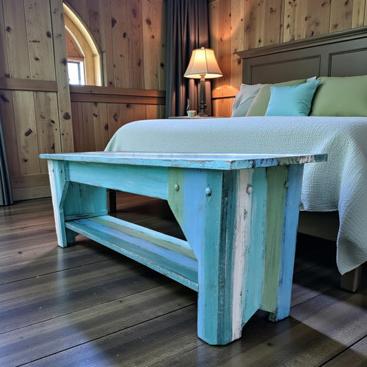 Beach House Style Entryway Indoor Coastal Bench Farmhouse Kitchen Table Seating Mudroom Shoe Storage Covered Porch Rustic Country Bench